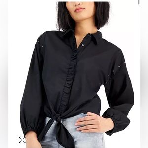 INC international concepts button down tie top with studs